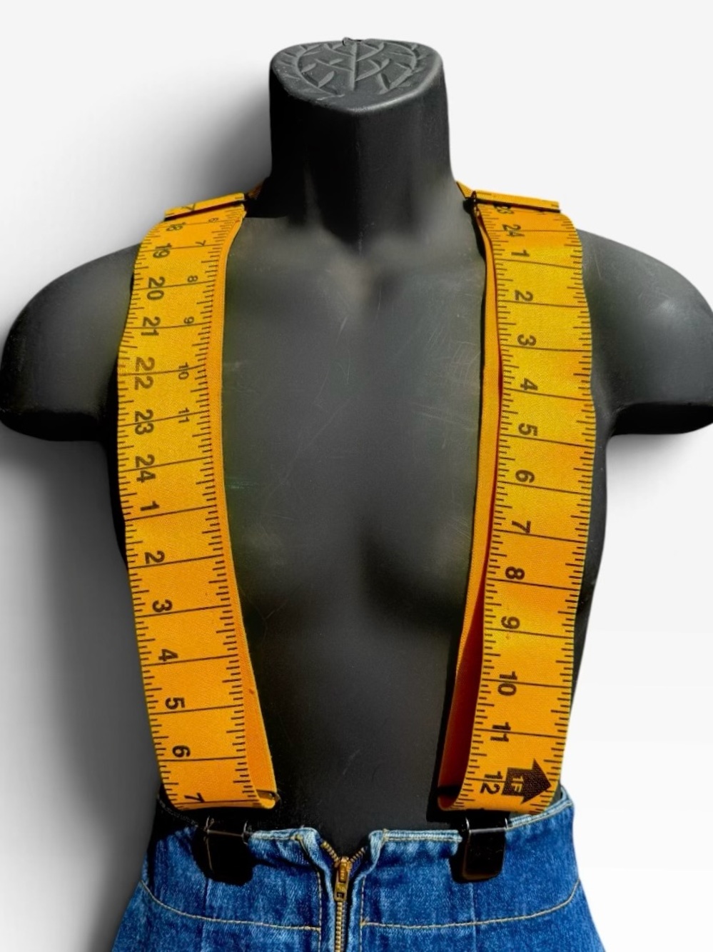 Yellow Measuring Tape Suspenders for Men - Novelty